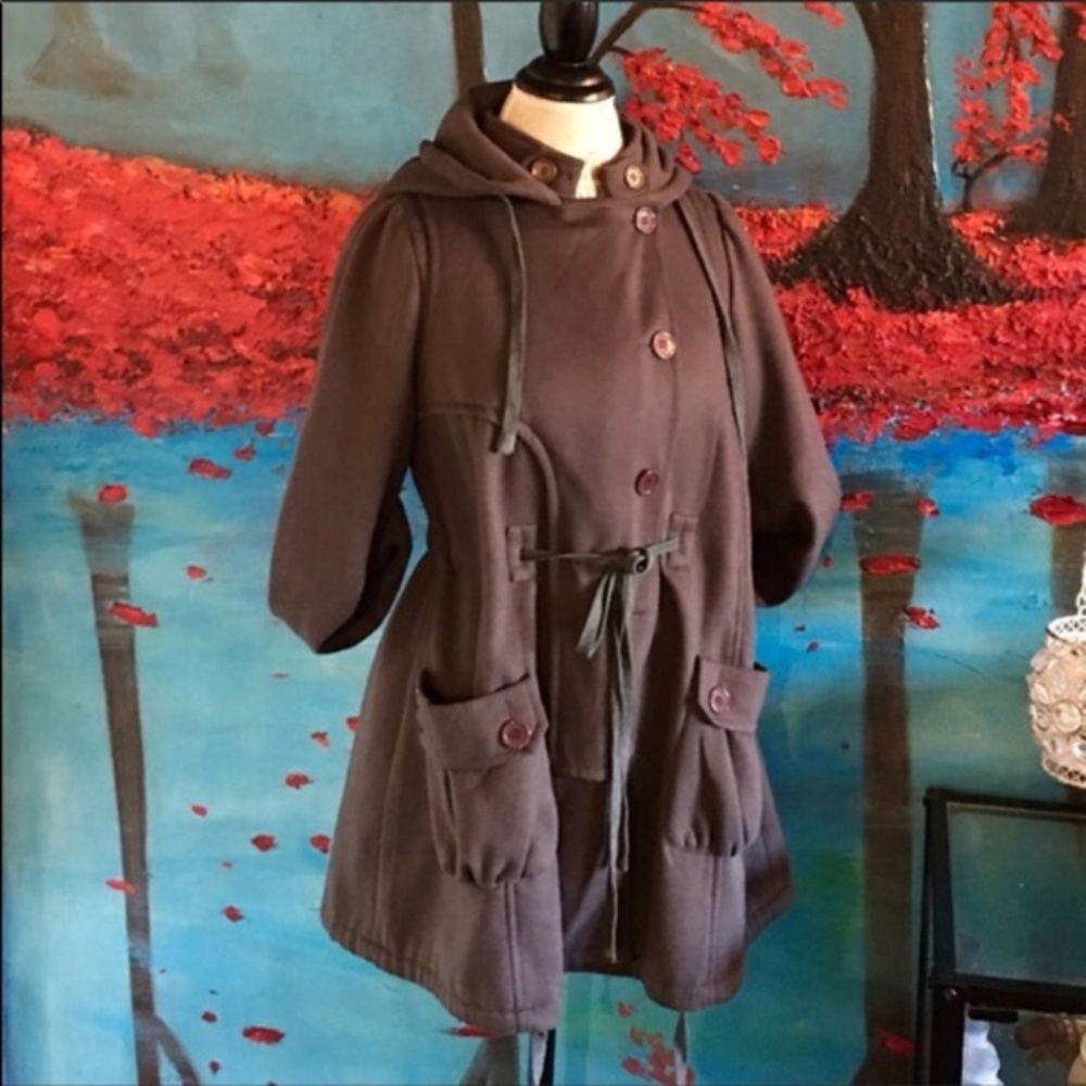 Hooded trench jacket grey sweatshirt - Picture 1 of 6